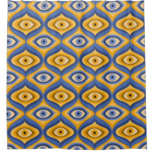 Cortina Para Box Psicodélico padrão ocular indigo azul
