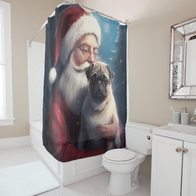 Cortina Para Box Pug Com Papai Noel Natal Festivo (In Situ)