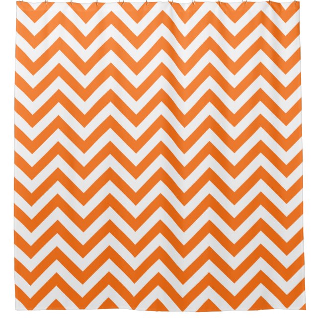 Cortina Para Box Pumpkin Laranja Branco LG Chevron ZigZag Padrão (Frente)