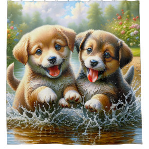 Cortina Para Box "Puppy Puddle Playtime"