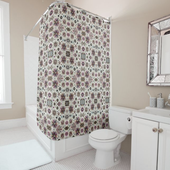 Cortina Para Box Purple Diamonds Mid Century Modern Shower Curtain (In Situ)