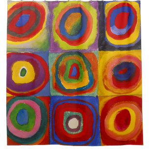 Cortina Para Box Quadrados com Círculos Concentrados Kandinsky