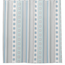 Cortina Para Box Quadrados e faixas geométricas modernas, vidro mar