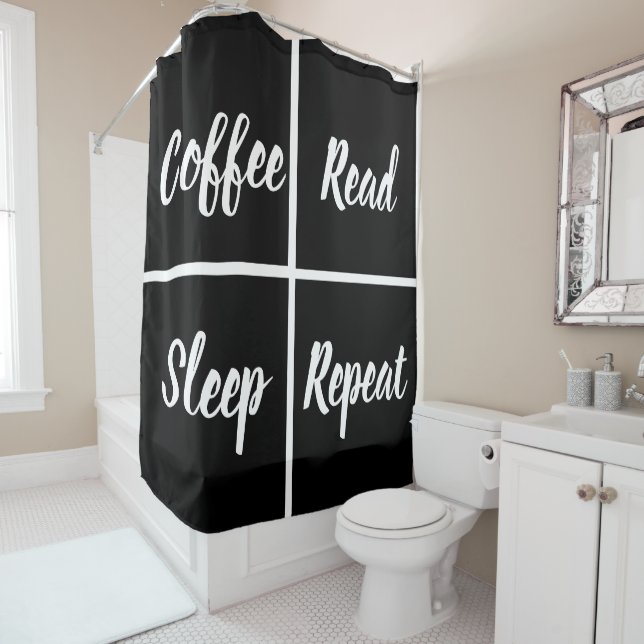 Cortina Para Box Quadrados Pretos E Brancos Com Palavras Engraçadas (In Situ)