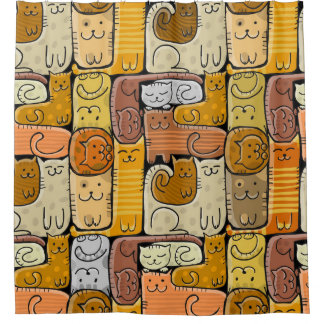Cortina Para Box Quebra-cabeça Funny Cats House Sem Olhos