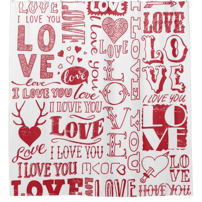 Cortina Para Box rabiscos de amor feitos à mão  (Frente)