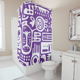 Cortina Para Box rabiscos roxos e brancos 1 de 4