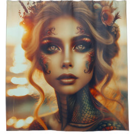 Cortina Para Box "Radiância do amanhecer: Tatuagens da Sereia"