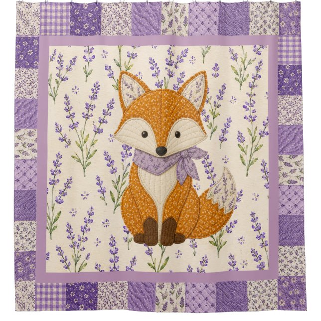 Cortina Para Box Raposa e Lavanda  (Frente)