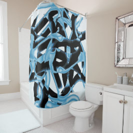 Cortina Para Box Raspas ou fitas azuis e pretas destruídas