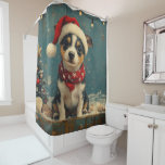 Cortina Para Box Rat Terrier Dog Christmas Vintage Beach<br><div class="desc">Traga o calor dos feriados para a costa com esta charmosa design inspirada na vintagem, que apresenta um cão festivo sentado numa praia serena. Com um clássico toque de feriado de tons nostálgicos e vibrações costeiras, esta trabalho de arte captura a magia do Natal pelo mar. Perfeito para espalhar alegria...</div>