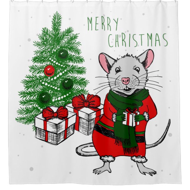 Cortina Para Box rato de natal alegre (Frente)