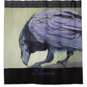 Cortina Para Box Raven - Corvo de Aquarela Original por Miranda Imp