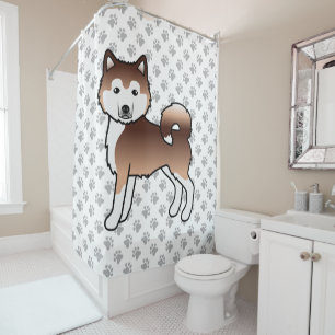 Cortina Para Box Red Alaskan Malamute Cute Cartoon Dog