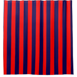 Cortina Para Box Red and Navy Blue Nautical Stripes 