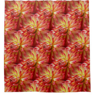 Cortina Para Box Red Dahlia Flower Nature Patterno