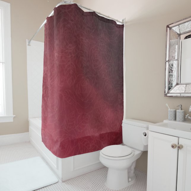 Cortina Para Box Red Flowers print shower curtain (In Situ)