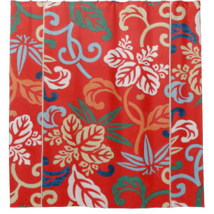 Cortina Para Box Red Hawaiian Japan Kimono: Vintage Floral