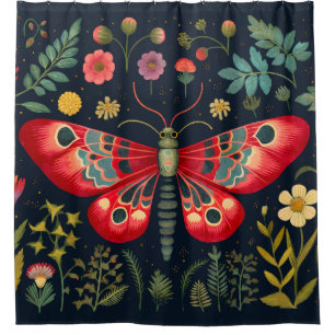 Cortina Para Box Red Moth No Jardim Noturno