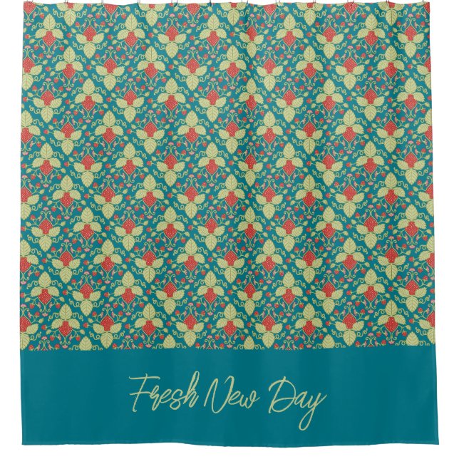 Cortina Para Box Red Strawberry fruit and pink blossoms (Frente)