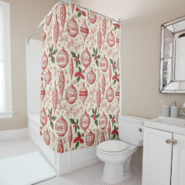 Cortina Para Box Red Toile Chinoiserie Christmas Ornaments