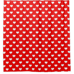 Cortina Para Box Red White Love Heart Pattern Design