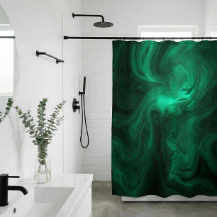 Cortina Para Box Redemoinho Abstrato Verde Esmeralda Místico