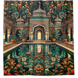 Cortina Para Box "Reflexão da Piscina do Palácio do Ornamentado"