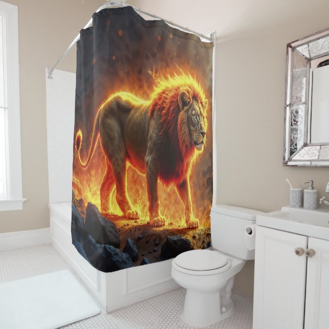 Cortina Para Box Rei das bestas Leão majestoso animal infernal (In Situ)