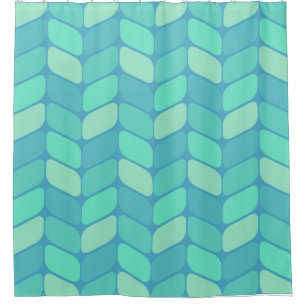 Cortina Para Box Retângulos Diagonais Vintage Verde Oceano