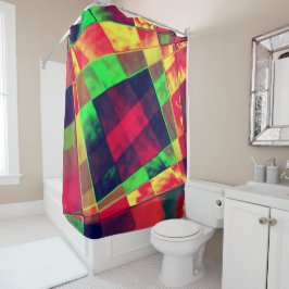 Cortina Para Box Retângulos e quadrados coloridos inclinados