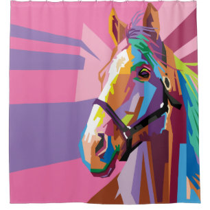 Cortina Para Box Retrato Colorido de Cavalo Pop