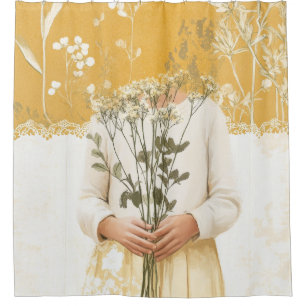 Cortina Para Box Retrato de Buquê de Flores Silvestres Cottagecore