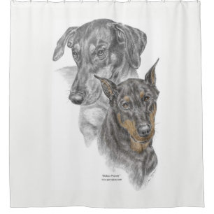 Cortina Para Box Retrato de dois Dobermans