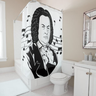Cortina Para Box Retrato de Johann Sebastian Bach / Busto com Notas