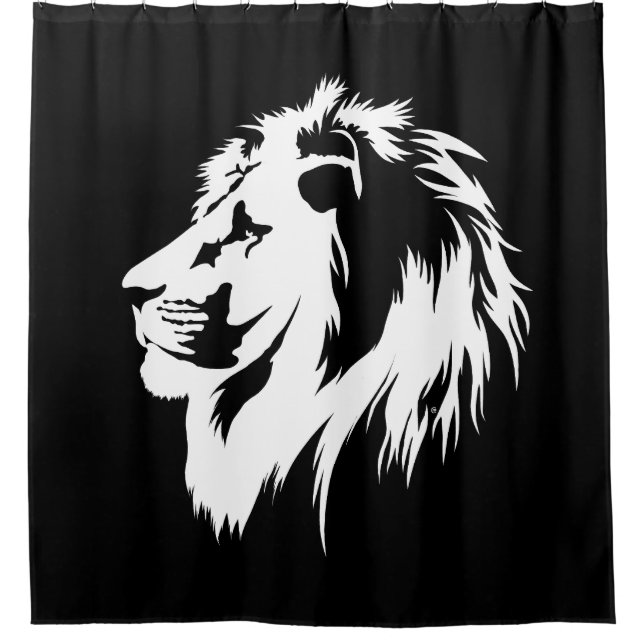Cortina Para Box Retrato de leão (branco) (Frente)
