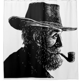 Cortina Para Box Retrato de Pontos e Linhas: Velho Sábio Fumando um