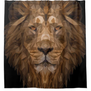 Cortina Para Box Retrato Geométrico Lion