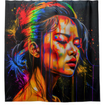 Retrato Neon Vibrante - Arte Expressionista Abstra