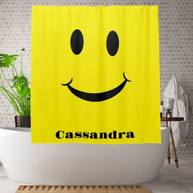 Cortina Para Box Retro Amarelo Rosto Feliz Sorridente  (Criador carregado)