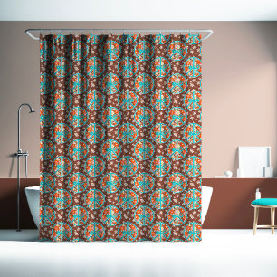Cortina Para Box RETRO Anos 60 70 Floral Hippy Símbolo da Paz Marro