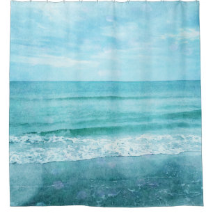 Cortina Para Box Retro Beach - Coaster Ocean Teal Blue Watercolor