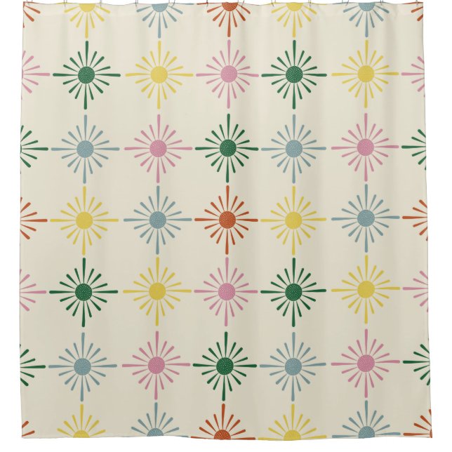 Cortina Para Box Retro Bloom Geométrico Impressão Floral Patterado (Frente)