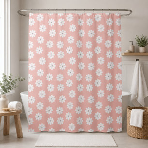 Cortina Para Box Retro Groovy Margarida Floral Pastel Rosa