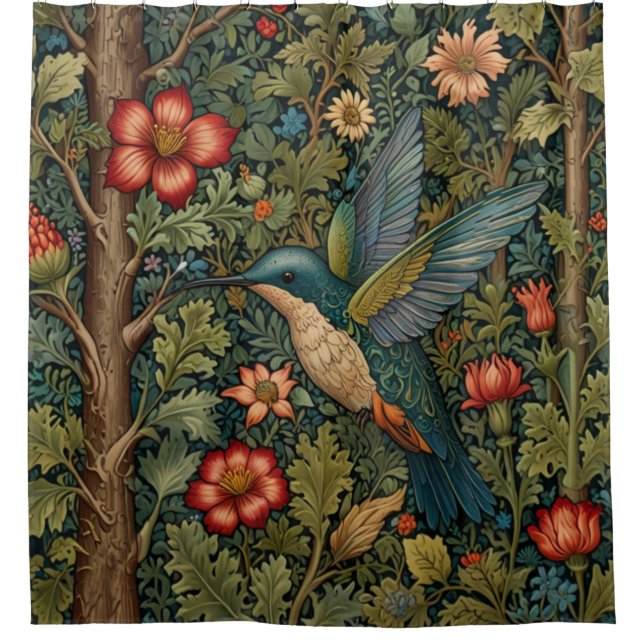 Cortina Para Box Retro hummingbird art nouveau boho chic (Frente)