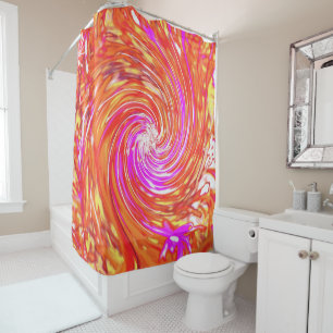 Cortina Para Box Retro Magenta e Cores de Outono Floral Swirl