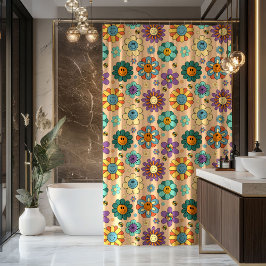 Cortina Para Box Retro Pastel Curtain Funky 70s Bathroom Style