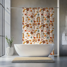 Cortina Para Box Retro Stay Groovy Peace and Love Curtain Rusty