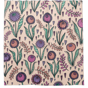 Cortina Para Box Retroativo floral dos anos 60. Ilustração desenh