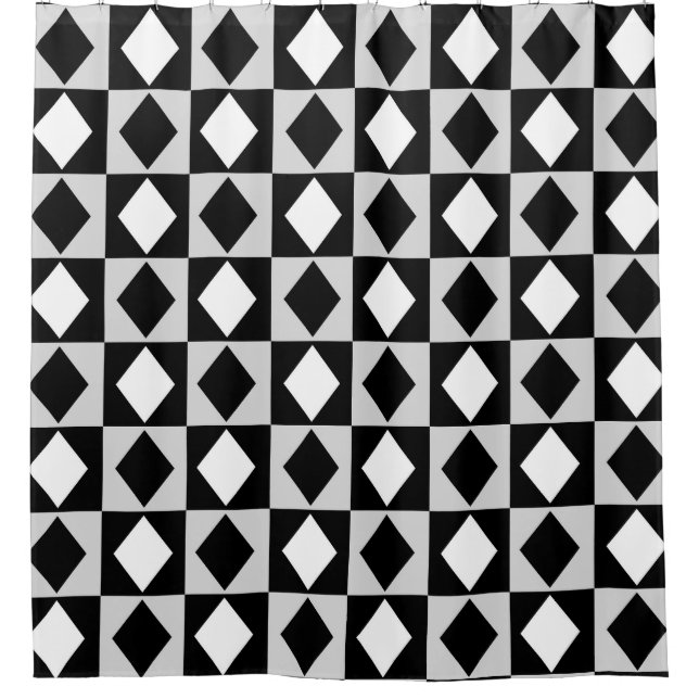 Cortina Para Box Rhombus Diamond Geométrico Branco Negro (Frente)